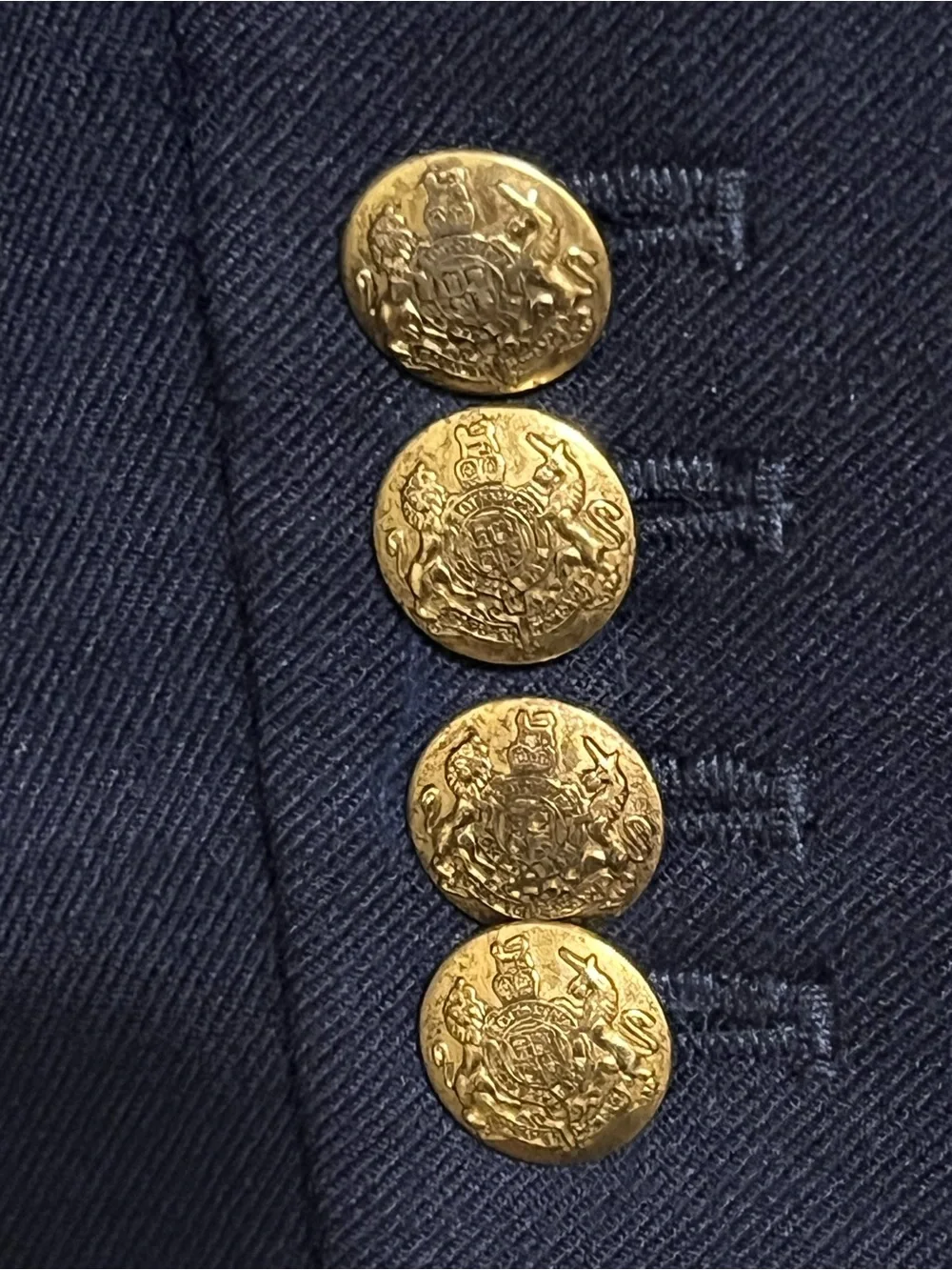 VINTAGE J. Crew Navy Blue Wool Blend Blazer Gold Antique Buttons Size 6 Lined